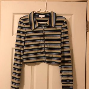 Stripe cropped knit top